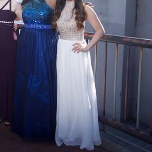 White and Nude Prom Dress